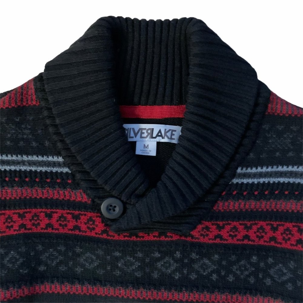 Boys Fair Isle Nordic Shawl Collar Sweater Medium - Picture 3 of 7